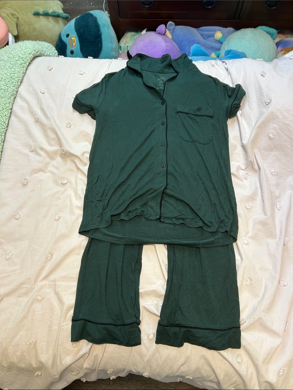 Auden Dark Green Short Sleeve Button Pajama Set